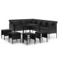 vidaXL Set comedor de jardín 6 pzas con cojines ratán sintético negro vidaXL Set comedor de jardín 6 pzas con cojines ratán sintético negro