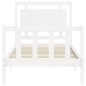 vidaXL Estructura de cama con cabecero madera maciza blanco 90x190 cm vidaXL Estructura de cama con cabecero madera maciza blanco 90x190 cm
