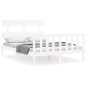 vidaXL Estructura cama de matrimonio con cabecero madera maciza blanco vidaXL Estructura cama de matrimonio con cabecero madera maciza blanco