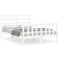 vidaXL Estructura de cama con cabecero madera maciza blanco 140x200 cm vidaXL Estructura de cama con cabecero madera maciza blanco 140x200 cm