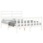 vidaXL Estructura de cama con cabecero madera maciza blanco 140x200 cm vidaXL Estructura de cama con cabecero madera maciza blanco 140x200 cm