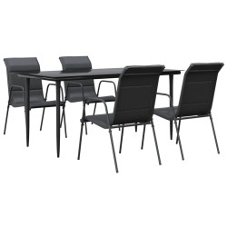 vidaXL Juego de comedor para jardín 5 piezas acero y textilene negro