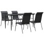 vidaXL Juego de comedor para jardín 5 piezas acero y textilene negro