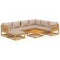 vidaXL Set muebles de jardín 8 pzas madera maciza y cojines gris taupé vidaXL Set muebles de jardín 8 pzas madera maciza y cojines gris taupé