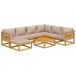 vidaXL Set muebles de jardín 8 pzas madera maciza y cojines gris taupé vidaXL Set muebles de jardín 8 pzas madera maciza y cojines gris taupé