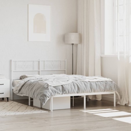 vidaXL Estructura de cama de metal con cabecero blanca 140x190 cm