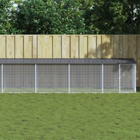 vidaXL Gallinero con techo acero galvanizado antracita 803x98x90 cm