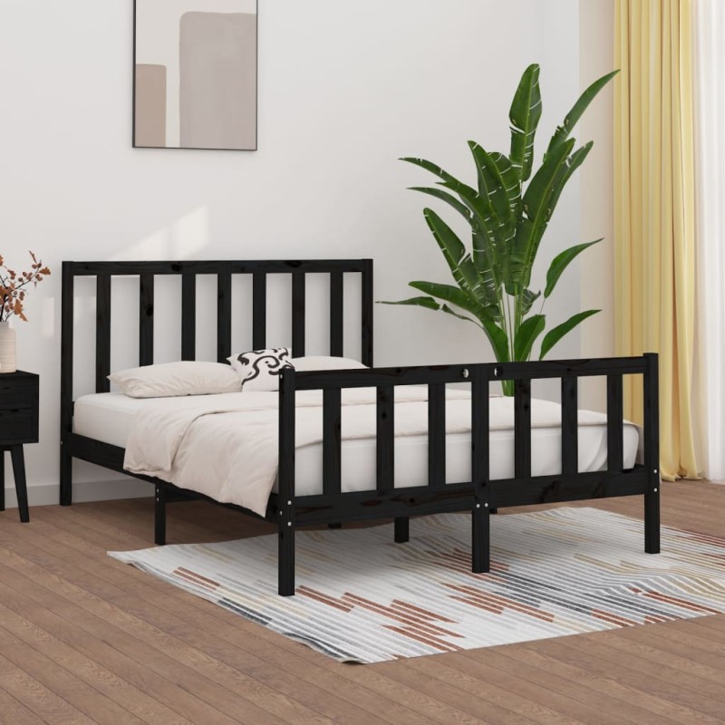 vidaXL Estructura de cama de madera maciza negra 140x190 cm vidaXL Estructura de cama de madera maciza negra 140x190 cm