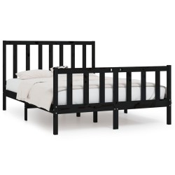 vidaXL Estructura de cama de madera maciza negra 140x190 cm