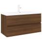vidaXL Mueble de baño con lavabo madera contrachapada marrón roble vidaXL Mueble de baño con lavabo madera contrachapada marrón roble