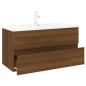 vidaXL Mueble de baño con lavabo madera contrachapada marrón roble vidaXL Mueble de baño con lavabo madera contrachapada marrón roble