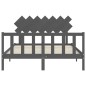 vidaXL Estructura de cama matrimonio con cabecero madera maciza gris