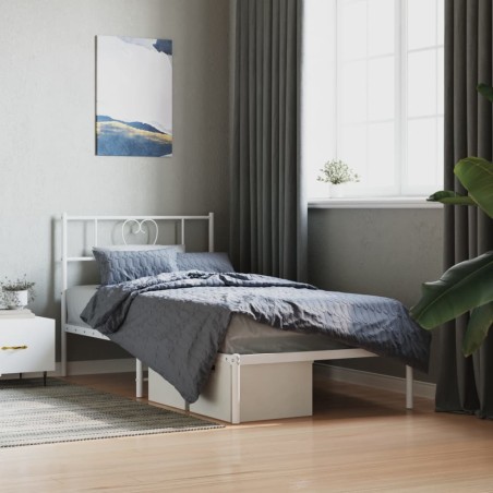 vidaXL Estructura de cama de metal con cabecero blanco 80x200 cm