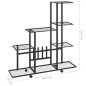 vidaXL Soporte de flores con rueda de metal negro 94,5x25x92,5 cm vidaXL Soporte de flores con rueda de metal negro 94,5x25x92,5 cm