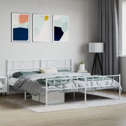 vidaXL Estructura cama metal con cabecero y pie cama blanco 193x203 cm