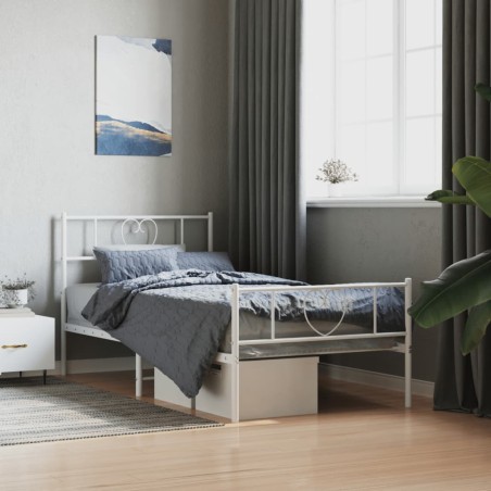 vidaXL Estructura cama metal con cabecero y pie cama blanca 75x190 cm