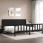 vidaXL Estructura de cama con cabecero madera maciza negro 200x200 cm vidaXL Estructura de cama con cabecero madera maciza negro 200x200 cm