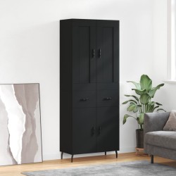 vidaXL Aparador alto madera contrachapada negro 69,5x34x180 cm