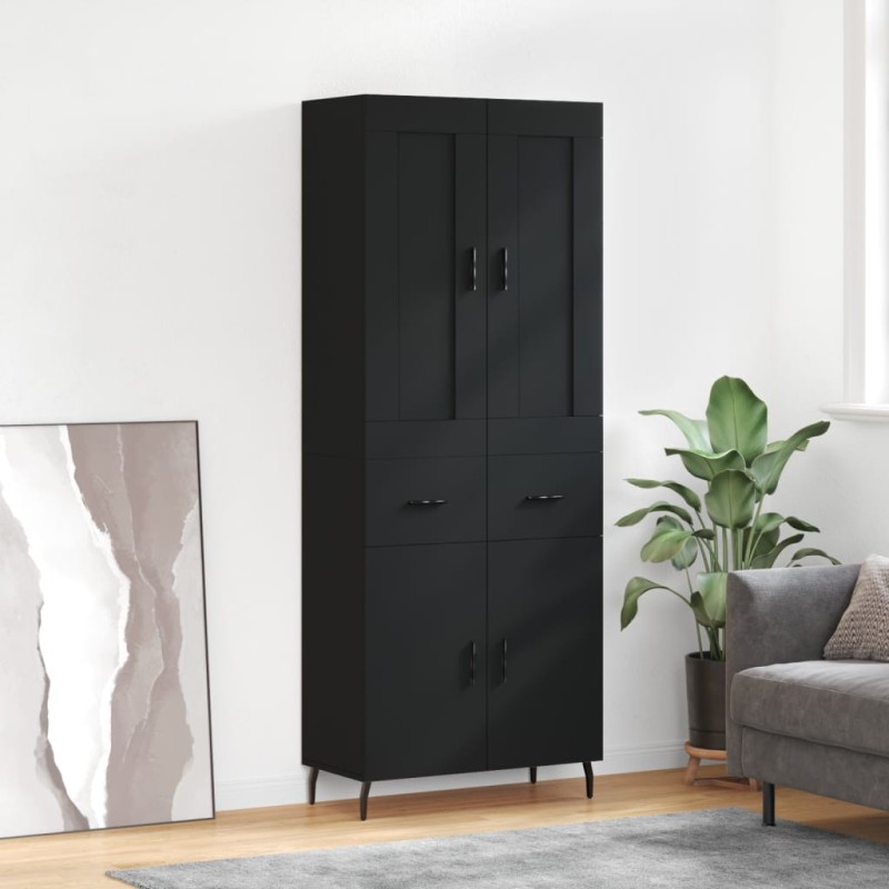 vidaXL Aparador alto madera contrachapada negro 69,5x34x180 cm vidaXL Aparador alto madera contrachapada negro 69,5x34x180 cm