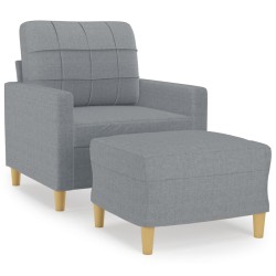 vidaXL Sillón con taburete tela gris claro 60 cm