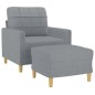 vidaXL Sillón con taburete tela gris claro 60 cm vidaXL Sillón con taburete tela gris claro 60 cm