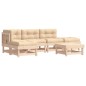 vidaXL Juego de muebles de jardín 6 piezas y cojines madera maciza vidaXL Juego de muebles de jardín 6 piezas y cojines madera maciza