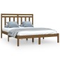 vidaXL Estructura de cama doble madera maciza marrón miel 135x190 cm