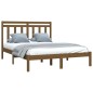 vidaXL Estructura de cama doble madera maciza marrón miel 135x190 cm
