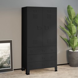 vidaXL Armario industrial de metal negro 90x50x180 cm