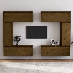 vidaXL Muebles para TV 6 piezas madera maciza de pino marrón miel