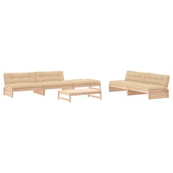 vidaXL Juego de muebles de jardín 6 piezas y cojines madera maciza
