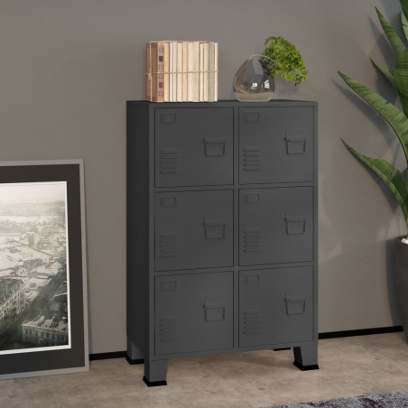 vidaXL Baúl de almacenaje industrial metal antracita 75x40x115 cm