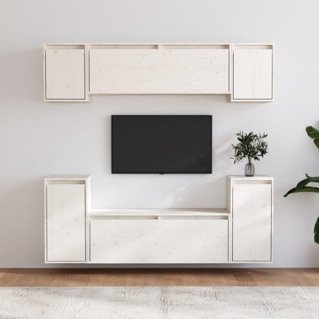 vidaXL Muebles para TV 6 piezas madera maciza de pino blanco