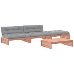 vidaXL Juego de muebles jardín 4 pzas y cojines madera abeto Douglas