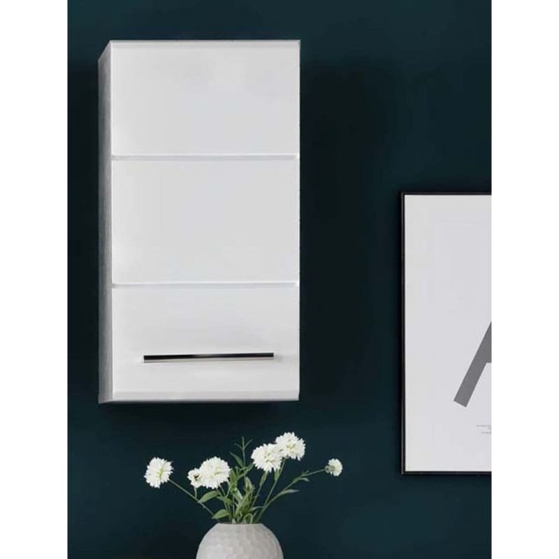 Trendteam Armario de pared para baño Nano blanco y gris cemento Trendteam Armario de pared para baño Nano blanco y gris cemento