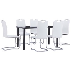 vidaXL Juego de comedor 7 piezas cuero sintético blanco