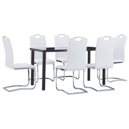 vidaXL Juego de comedor 7 piezas cuero sintético blanco