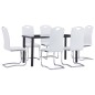 vidaXL Juego de comedor 7 piezas cuero sintético blanco vidaXL Juego de comedor 7 piezas cuero sintético blanco