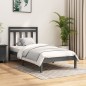 vidaXL Estructura de cama madera maciza de pino gris 90x200 cm