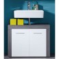 Trendteam Armario de lavabo Miami blanco y plateado ahumado
