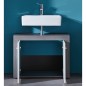 Trendteam Armario de lavabo Miami blanco y plateado ahumado