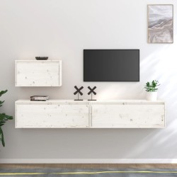 vidaXL Muebles para TV 3 piezas madera maciza de pino blanco