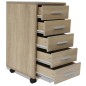 vidaXL Cajonera de oficina con ruedas 5 cajones color roble