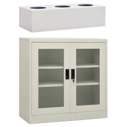 vidaXL Armario de oficina con macetero acero gris claro 90x40x113 cm