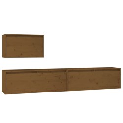 vidaXL Muebles para TV 3 piezas madera maciza de pino marrón miel