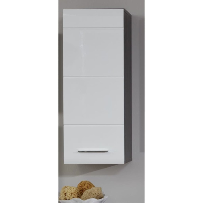 Trendteam Armario de pared para baño Line blanco y plata ahumado Trendteam Armario de pared para baño Line blanco y plata ahumado