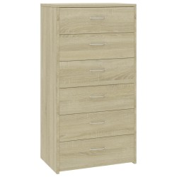vidaXL Aparador 6 cajones contrachapada color roble Sonoma 50x34x96 cm