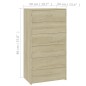 vidaXL Aparador 6 cajones contrachapada color roble Sonoma 50x34x96 cm vidaXL Aparador 6 cajones contrachapada color roble Sonoma 50x34x96 cm