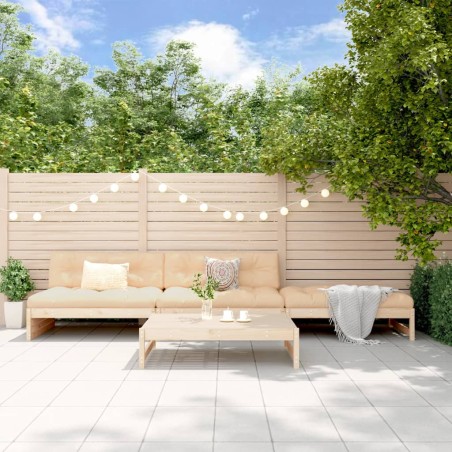 vidaXL Juego de muebles de jardín 4 piezas y cojines madera maciza