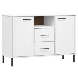 vidaXL Aparador con patas metal OSLO madera maciza blanco 113x40x77 cm